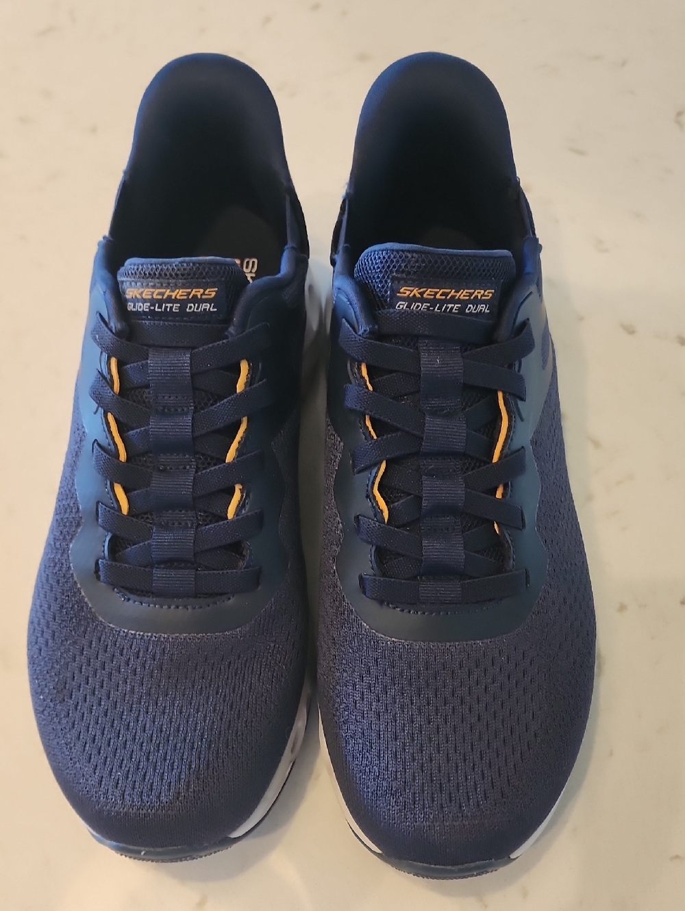 Skechers Slip in Navy and Yellow Glide-Lite Dual Men's Athletic Sneakers